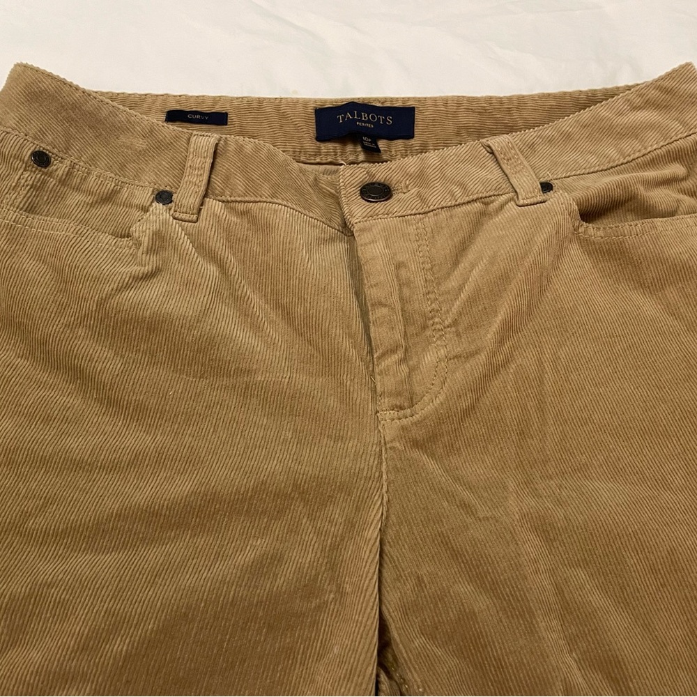 Talbots stretch corduroy light weight carmel color corduroy slacks w/spandex. - Picture 3 of 11